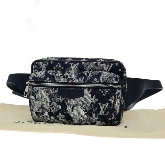 LOUIS VUITTON LV Bum Bag Body Bag Monogram Tapestry Canvas Blue M57281 304RL006 - Picture 1 of 16
